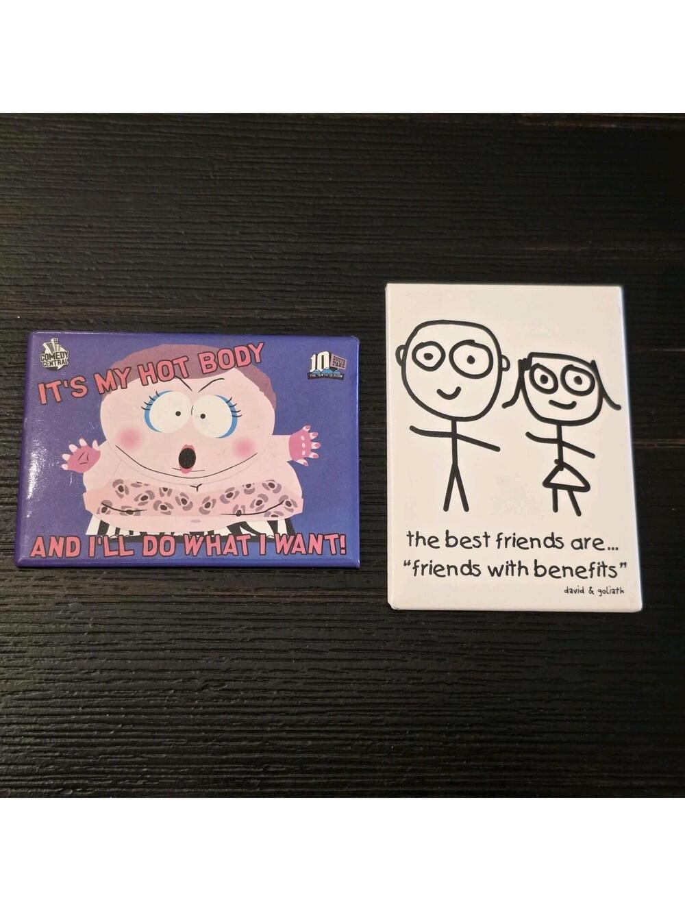 Funny Novelty Refrigerator Magnets David & Goliath Comedy Central Lot Of 2 EUC